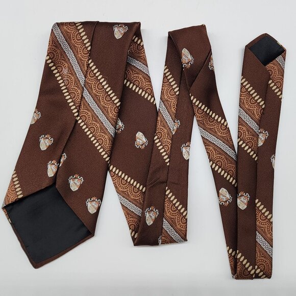 1960's 70's Necktie Stripe Geometric Brown White 4.5" W 55.5" L VTG Retro - Picture 4 of 4